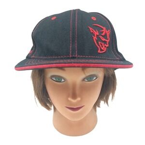Demon Black Hat Snap Back‎ Curved Bill Mopar Hemi Dodge Cap Red Devil